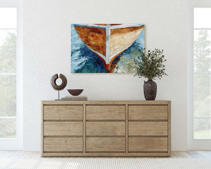 Brown Ship Art, Wooden Boat, Nautical Print, Ocean Painting, Sailing Art, Coastal Decor, Beach Art, Wooden Ship