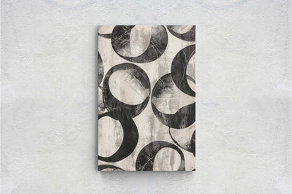 Wabi Sabi Artwork, Minimalist Circular, Neutral Tones, Black and White, Extra Large Print, Framed Canvas, Abstract, Texture