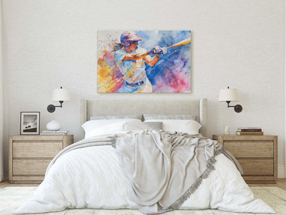 Women's Softball, Girls Baseball, Colorful sports, Woman Sports, Large Art Print, Framed Canvas, Girls Room, Kids room, Athlete