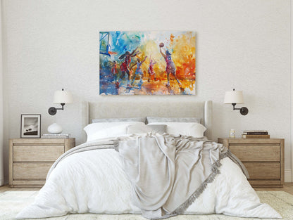 Women's Basketball, Girls Basketball, Colorful sports, Woman Sports, Large Art Print, Framed Canvas, Girls Room, Kids room, Athlete