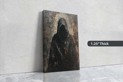 Figure of Death, Dark Robed Figure, Creepy Painting, Gothic Art, Dark Academia, Victorian Art
