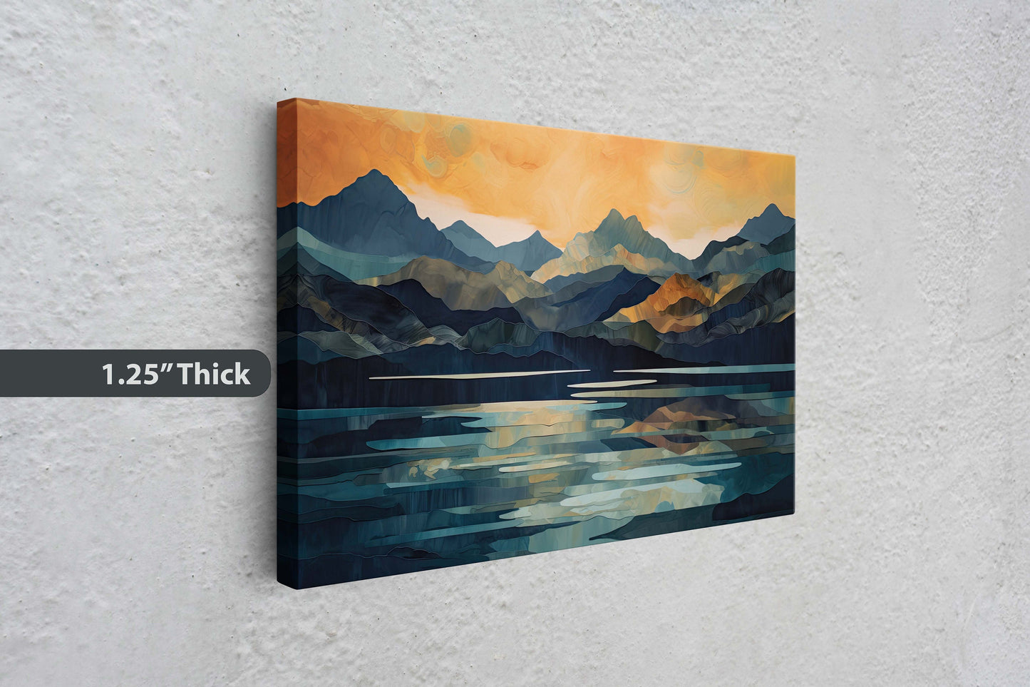 Lakeside Mountains on Canvas, Lake View mountains, Abstract Landscape, Modern Landscape, Neutral Tones, Subtle color, Watercolor Print