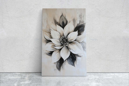 Black And White Flower, Flower Painting, Neutral Tones, Black White