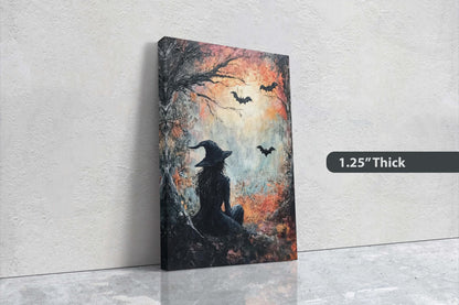 Witch Relaxing, Witch and Bats, Gothic Halloween, Dark Academia, Victorian Art, Creepy Decor