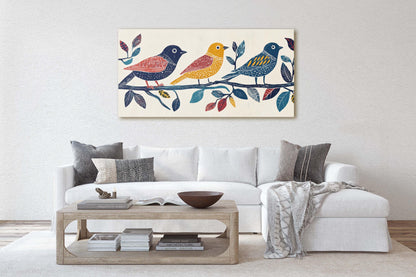 Linocut Bird Art, Scandinavian Art, Abstract Birds, Contemporary Decor