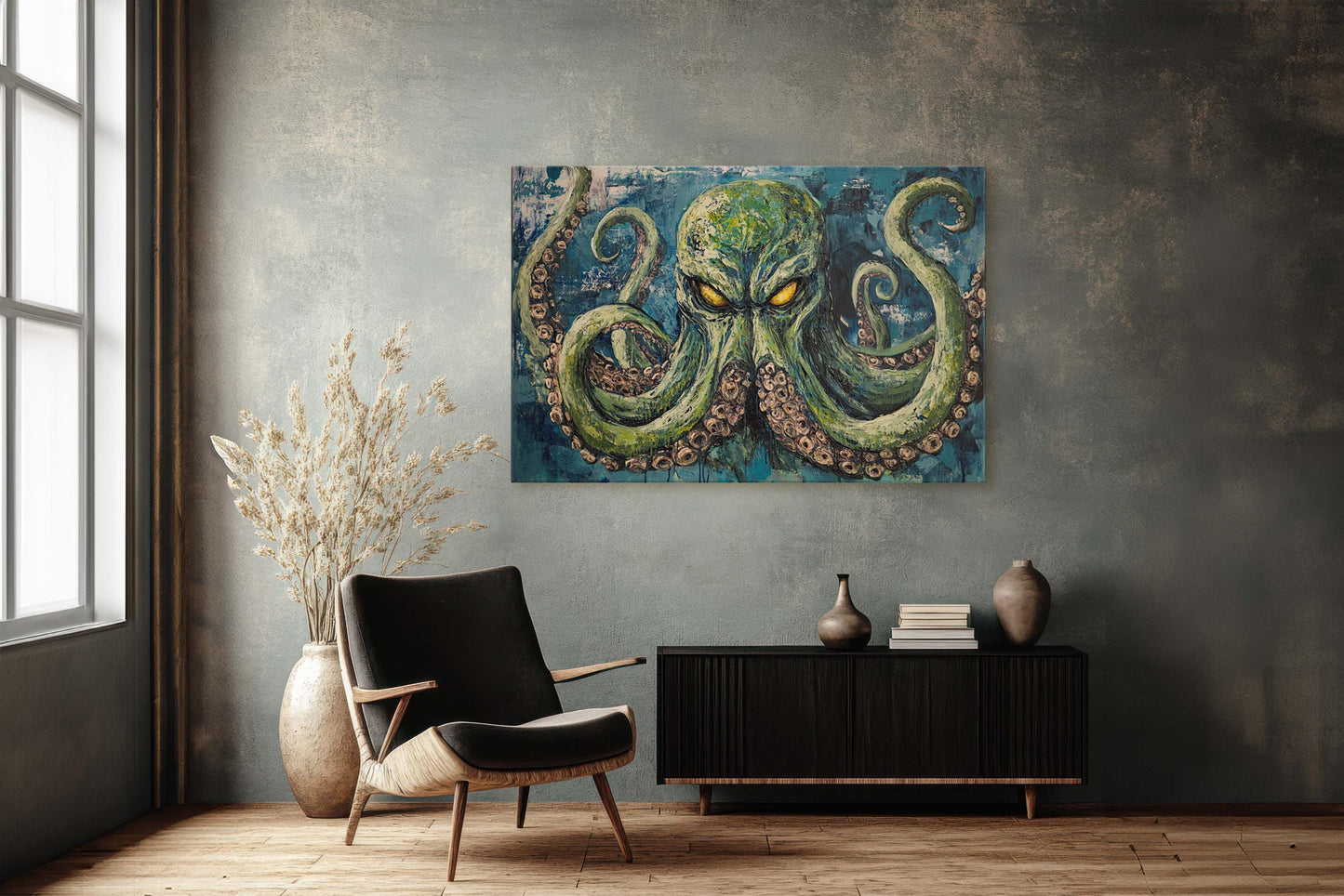 Cthulhu Painting, Evil Octopus, Fantasy Creature, Horror Art