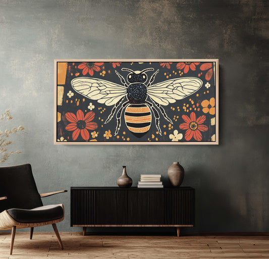 Scandinavian Bee, Folk Art, Contemporary Decor, Modern Art
