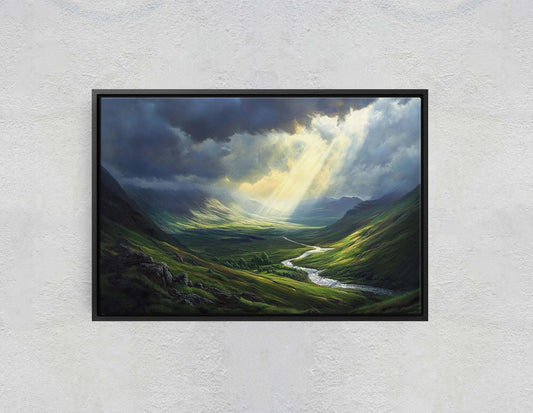 Celtic Highlands, Scotland Highlands, Scenic Decor, Valley Painting