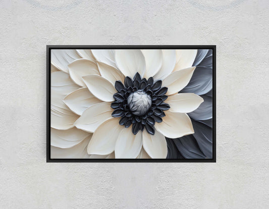 Flower Painting, Black White Floral, Contemporary Art