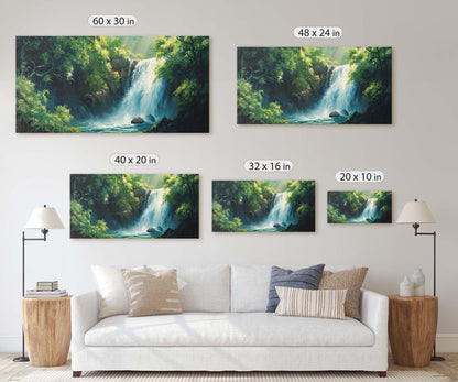 Waterfall Painting, Forest Waterfall, Nature Painting