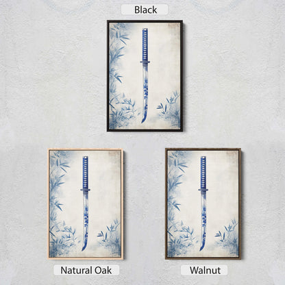 Blue Willow Katana, Samurai Sword, Vintage Art, chinoiserie Design