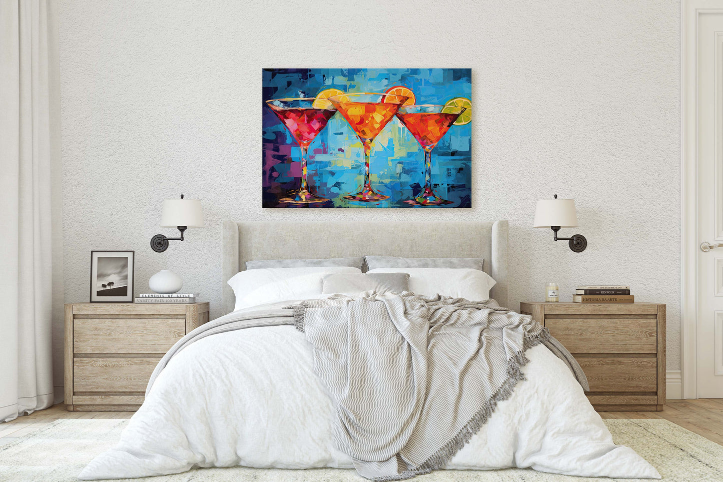 Margarita Glasses, Bar Decor, Cocktails, Restaurant Art, Kitchen, Dining Room, Mixed Drinks, Beverages, Ready to Hang, Canvas Print