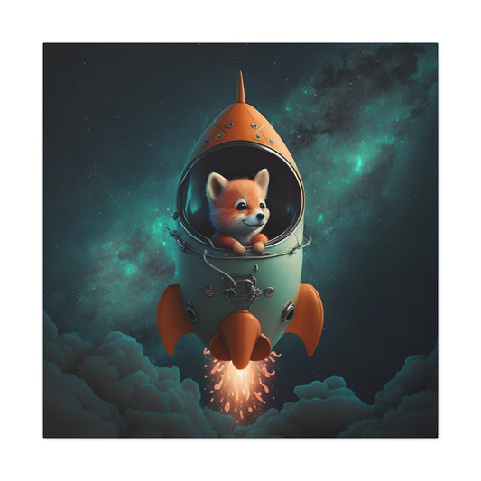 Fox Rocket Ship Canvas