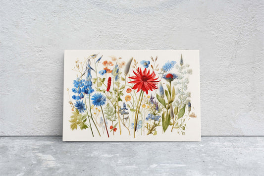 Watercolor Wildflower, Wild flowers, Floral Art, Simple Plant, Nature Decor, Vintage Retro Flower, Abstract, Garden Painting, Farmhouse