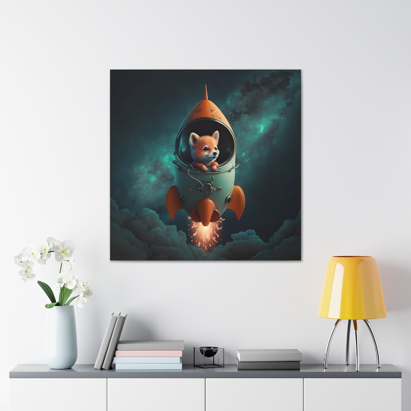 Fox Rocket Ship Canvas