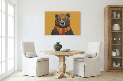 Hipster Bear, Pop Art, Street Art, Graffiti Painting, Animal Sunglasses, Orange Blue, Fun Quirky, Large Art Print, Kids Room, Boys Room