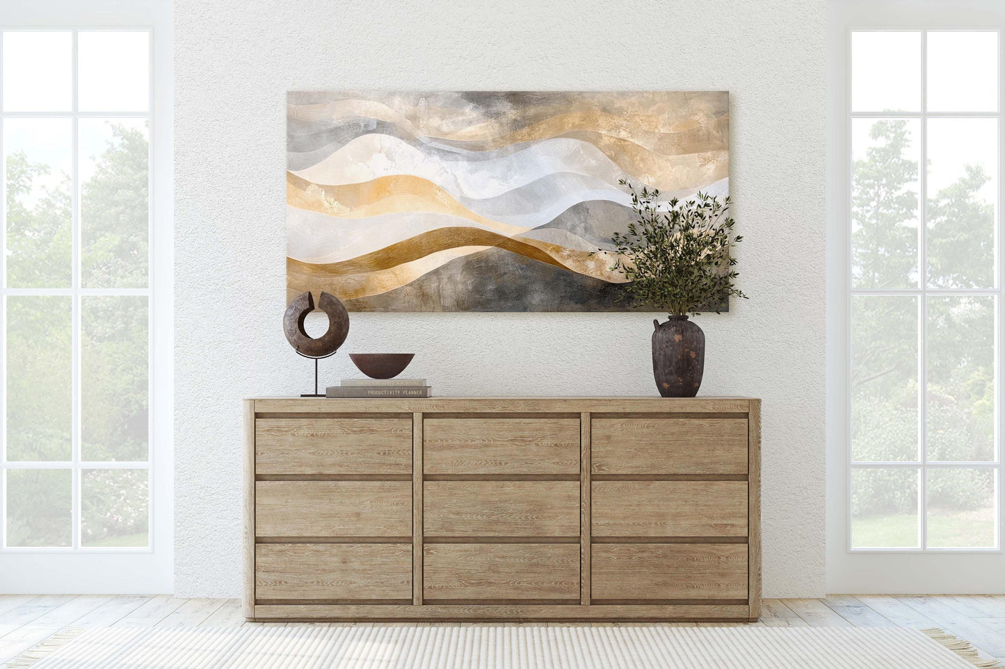 Scandinavian Mountains, Morning Fog, Mountain Landscape, Abstract Minimalism