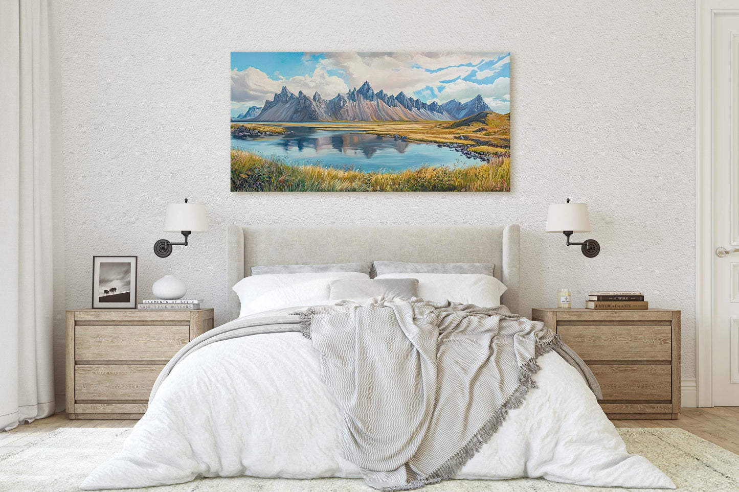 Vestrahorn Painting, Iceland Art,  Jökulsárlón Iceland, Iceland Fjord