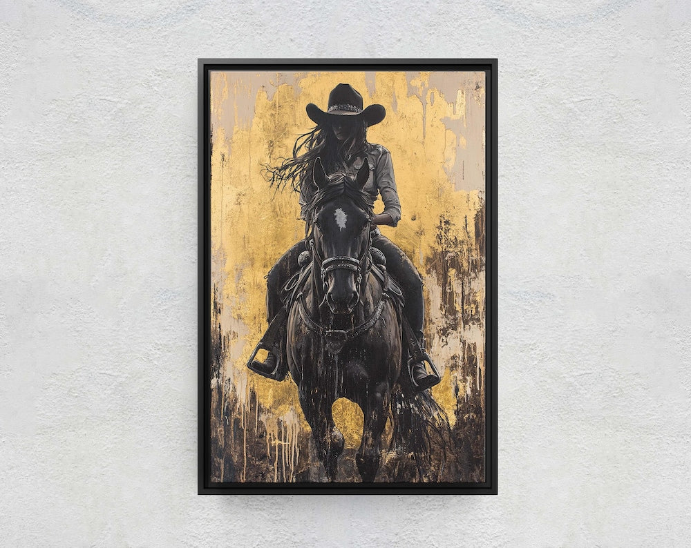 Cowgirl Painting, Woman Riding Horse